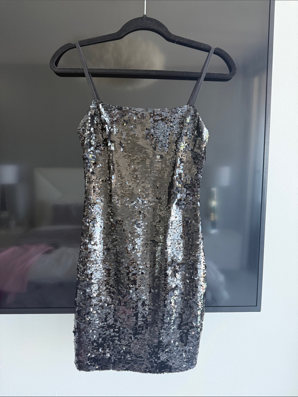 Guess Black Sequin Slip Mini Dress
